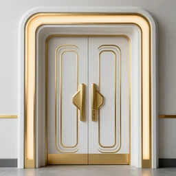 a 1 9 8 0 s sci - fi art - deco double door by stanley artgerm lau highly detailed, sharp focus, white and gold, cinematic lighting, octane render, unreal engine lumen, very coherent. cinematic, hyper realism, high detail, octane render, 8 k