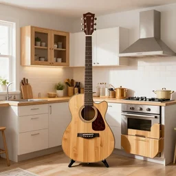 kitchen made out of guitars