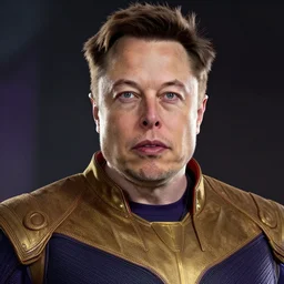 A still of Elon Musk as Thanos on Avengers Endgame, award winning photo, unreal engine, highly detailed features