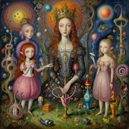 hyper - maximalist overdetailed painting by hannahy yata caitlin hacket in the style of naoto hattori. artstation. deviantart. cgsociety. inspired by hieranonymus bosch and heidi taillefer. surrealism infused lowbrow style. visionary psychedelic fineart. hyperdetailed high resolution render by binx. ly in discodiffusion. dreamlike polished render by machine. delusions. sharp focus.