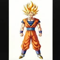 a watercolor painting full body character portrait of a super saiyan superhero in the style of moebius in the style of cyberpunk trending on artstation deviantart pinterest detailed realistic hd 8 k high resolution
