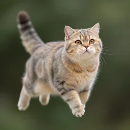 fat cat flying in air