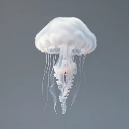 a white cloud that has the shape of a jellyfish, tentacles, realistic, studio lighting, hd, 8 k