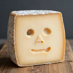 aged cheese with a face