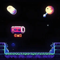 pacman in space with galaga ship