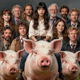 epic close - up portrait, girl riding on a large pig, lilia alvarado, sophie anderson, mark arian, bob byerley, charlie bowater, mark brooks, justin gerard, ross tran, wlop, william adolphe bouguereau