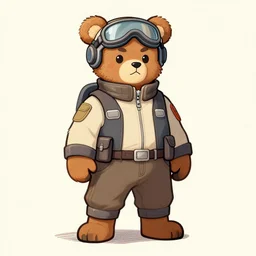 expressive stylized master furry artist digital line art colored shaded drawing full body portrait character study of the anthro male anthropomorphic cute cartoon bear fursona animal person wearing clothes pilot
