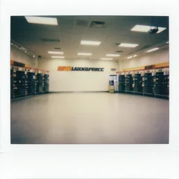 polaroid photograph of the inside of an empty blockbuster store, liminal space, familiar place, mannequins, black mold, amateur, 3 5 mm, raw, 4 k, hd
