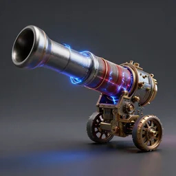 steampunk tesla cannon, 3 d render, octane, ray tracing, ultra high detail, photorealistic, high resolution, 8 k, electricity, tesla coil,