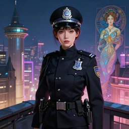 portrait futuristic england police uniform girl, at future neon light rooftop, ssci - fi and fantasy, intricate and very very beautiful and elegant, highly detailed, digital painting, artstation, concept art, smooth and sharp focus, illustration, art by tan zi and ayanamikodon and alphonse mucha and wlop