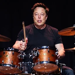 elon musk as the drummer of motley crue