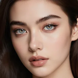 a beautiful feminine big Beautiful Woman with thick eyebrows, beautiful, chubby iridescent eyes, intricate detail, dramatic 4k, sigma 85mm , UHD