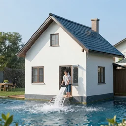 a house filling with water