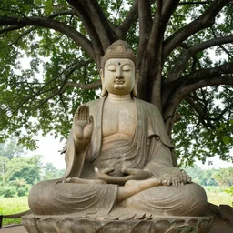 a giant meditating under a tree