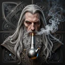 portrait of gandalf smoking bong, intricate abstract. intricate artwork, by tooth wu, wlop, beeple, dan mumford. concept art, octane render, trending on artstation, greg rutkowski very coherent symmetrical artwork. cinematic, key art, hyper realism, high detail, octane render, 8 k, iridescent accents