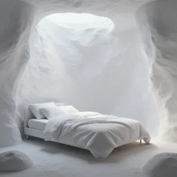 liminal space bed, unreal engine, octane render, fantasy, white walls, digital art, dreamcore
