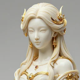 a beautiful girl made of ivory and gold, highly intricate, digital art, very detailed, in the style of a weird and dark eerie liminal art nouveau flemish painting,