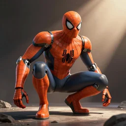 concept render of an orange robot spiderman by cedric peyravernay and leon tukker
