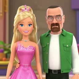 barbie and walter white in breaking bad, anime, disney, pixar, 8 k, hd, kodak film, volumetric lighting, subsurface scattering, photorealistic, octane render, details