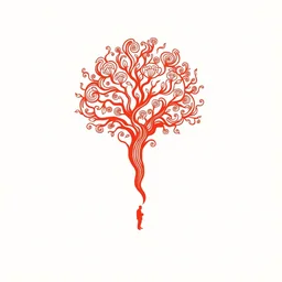 a wandering mind, logo, simple white background victo ngai, kilian eng, red palette, artstation