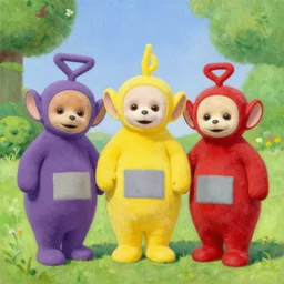 a 1 6 0 0 s painting of the teletubbies