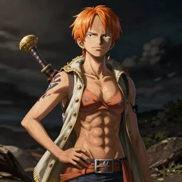 nami from one piece in realistic style
