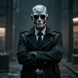 portrait of noir robot detective