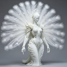 roots, ultra detailed, white peacock feathers, hg giger, elegant, beautiful young porcelain intricate bio - mechanical vegetal - dragon - cyborg - female, hyper real, white metallic armour, 1 6 k, bw close - up profile face, 1 5 0 mm, fine mandelbrot fractal lace, octane render, soft rim light