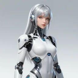 a concept art of scientist android girl with silver hair by artgerm and wlop