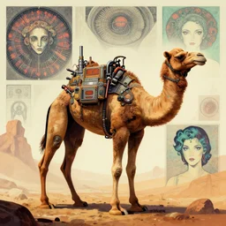 Cyborg Camel,  industrial sci-fi, by Mandy Jurgens and Warhol, Ernst Haeckel, James Jean, artstation