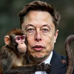 face on elon musk on a monkey