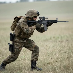 a soldier gearing up to charge into battle