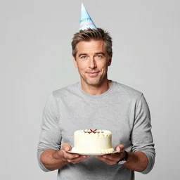 portrait photo still of jeff goldblum holding a small cake, wearing a birthday hat, in a dark and grimey club, 8 k, 8 5 mm f 1. 8