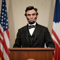 abraham lincoln as a modern president, wearing modern clothes, candidate speech