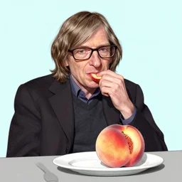 stephen hawking eating a peach delicious food art greg rutkowski james gurney