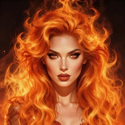 a highly detailed beautiful portrait of woman with flaming fiery hair, james gurney, james jean