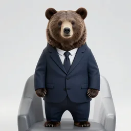 a bear is wearing a suit, professional photography, full frame, center frame