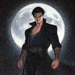 Dio Brando posing dramatically with a full moon behind him, concept art, trending on artstation HD