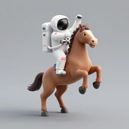 an astronaut standing on the ground and a small trippy aggressive centaur standing on that poor human being standing on all fours astronaut raising his arms up, really trying to ride it, the horse is on his shoulders and grabbing them, minimalist style, 3 d render, isometry