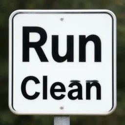 a sign that says Run