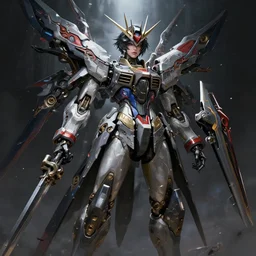 a dramatic, very complex hyper - maximalist overdetailed gundam style fullbody portrait of an elegant very attractive but dangerous and wild mecha girl by andrei riabovitchev. omnious intricate. artstation. deviantart. 8 k 4 k 6 4 megapixel. rendered by binx. ly feat subjekt zero. cinematic feminine pose