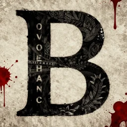category b film poster, ink painting with patterns, texture, blood splatter on the sides and trace of a shot in centre, sharp render, painting, grainy tape, distortion, few details,