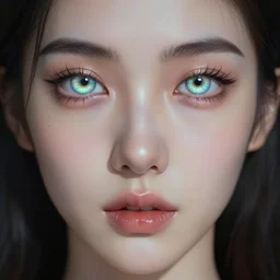 a woman with iridescent eyes, digital art