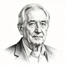 ink portrait of an old man, stipples