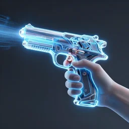 handheld laser pistol, future outlined by whirling illuminated neon lines, outrun, vaporware, shaded flat illustration, digital art, trending on artstation, highly detailed, fine detail, intricate