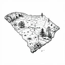 South Carolina cave map, Ink drawing by Deven Rue, fine point pen