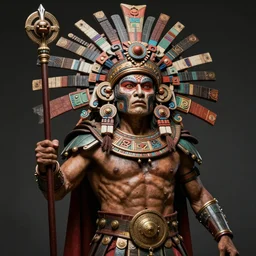 Ares the greek god of war as an Aztec god, Mexican folklore, highly detailed, realistic, Aztec mythology, Greek mythology, brutal depiction, fear, surrealism, otherwordly