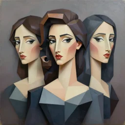 3 d cell shaded portrait painting of a beautiful woman with stylish haircut, 3 d cell shaded cubism, in the style of picasso 3 d cell shaded, elegant, highly detailed, artstation, illustration, art by picasso 3 d cell shaded