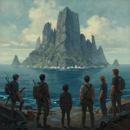 artwork of the cinematic view of the titan isles, by rip van winkle, by john howe, by tim white,
