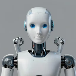 humanoid robot staring at the camera, painted by Cheng Hsiao-Ron